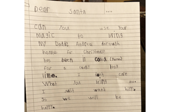 This Military Kid Just Asked Santa for the Sweetest Gift—and She Won’t Be Disappointed
