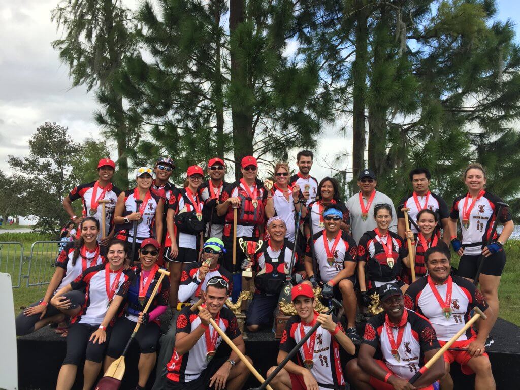 Brown with her dragon boat team. Courtesy photo.