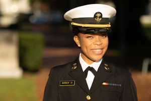 Midshipman 1st Class Sydney Barber, from Lake Forest, Illinois, is slated to be the Naval Academy’s first African American female brigade commander. U.S. Navy Photo by Mass Communication Specialist 2nd Class Nathan Burke.