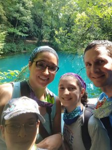 Air Force spouse Jennifer Borkey, her husband, Master Sgt. Brent Borkey, and their children, Zara and Xander, enjoyed hiking in Blautopf, Germany when restrictions were eased over the summer.