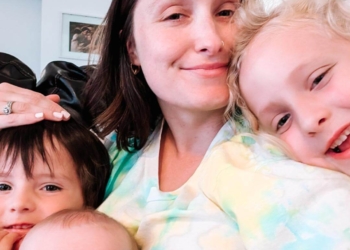 Military spouse Alexa LeCureux with her three children.