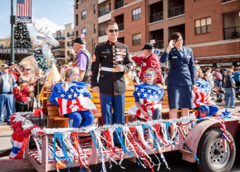 A parade float from a past Military Appreciation Month in Branson