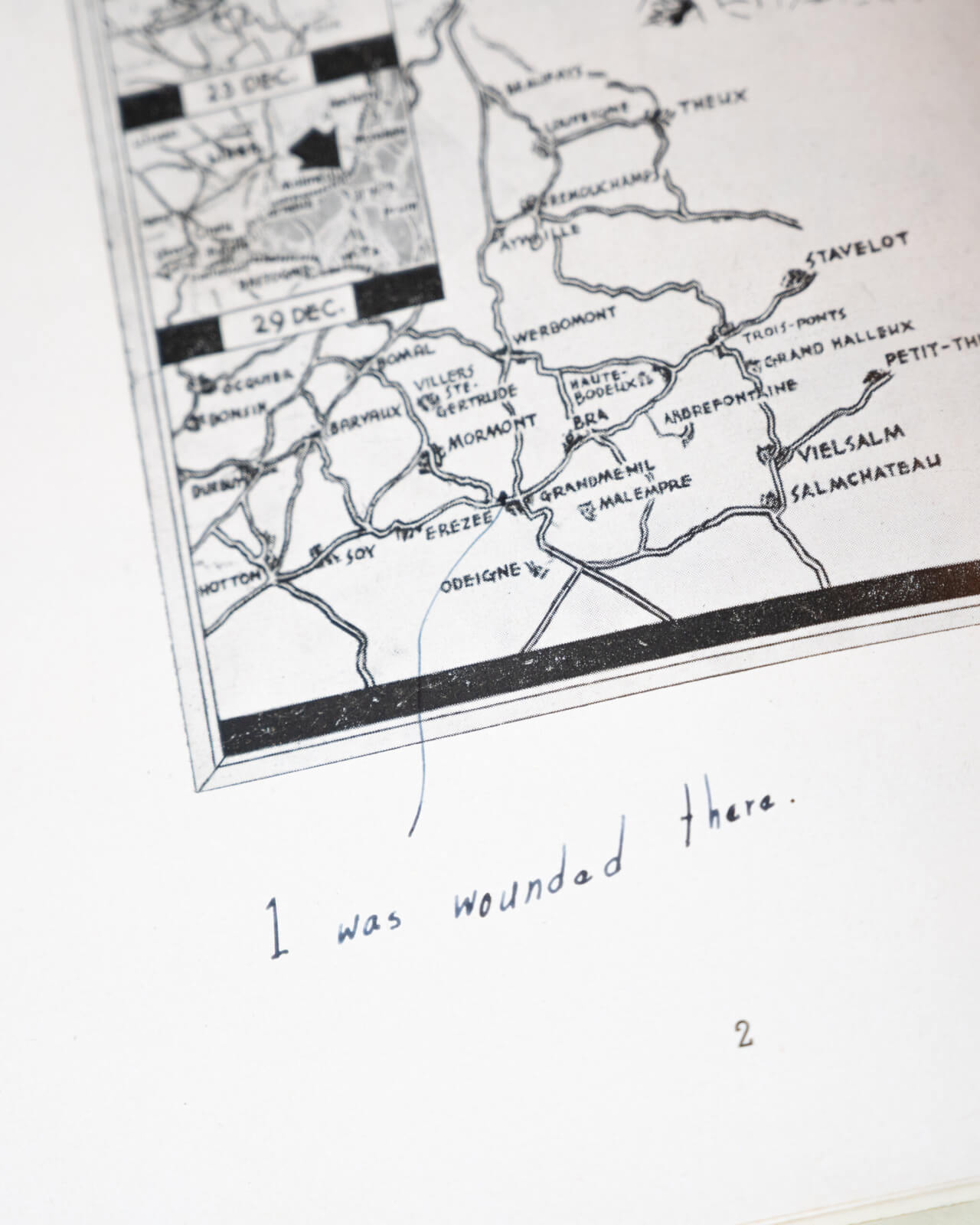 Map showing where veteran Vernon Brantley was wounded during World War II.